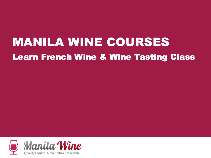 manila wine courses