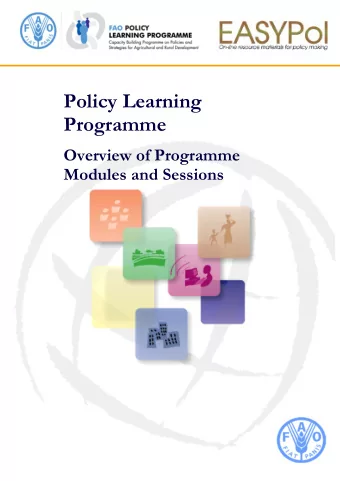 Policy Learning  Programme  Overview of Programme  Modules and Sessions  FAO Policy Learning