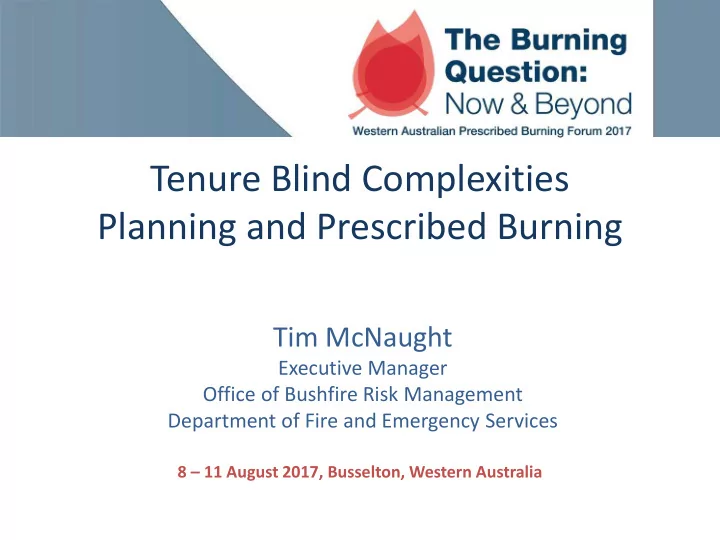 planning and prescribed burning