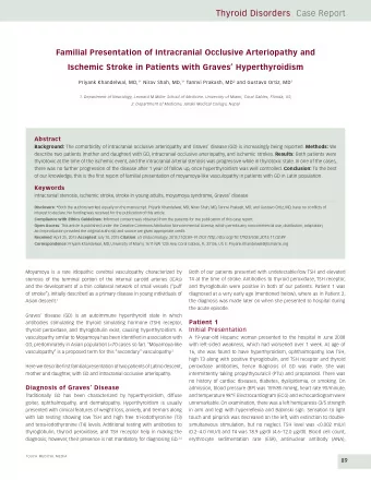 Thyroid Disorders Case Report  Familial Presentation of Intracranial Occlusive Arteriopathy and