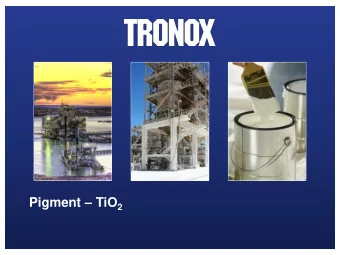 Pigment  TiO 2 TiO 2 End-Use Markets  Quality-of-life product, no effective substitutes