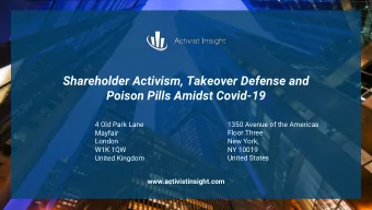 Shareholder Activism, Takeover Defense and  Poison Pills Amidst Covid-19  4 Old Park Lane  1350