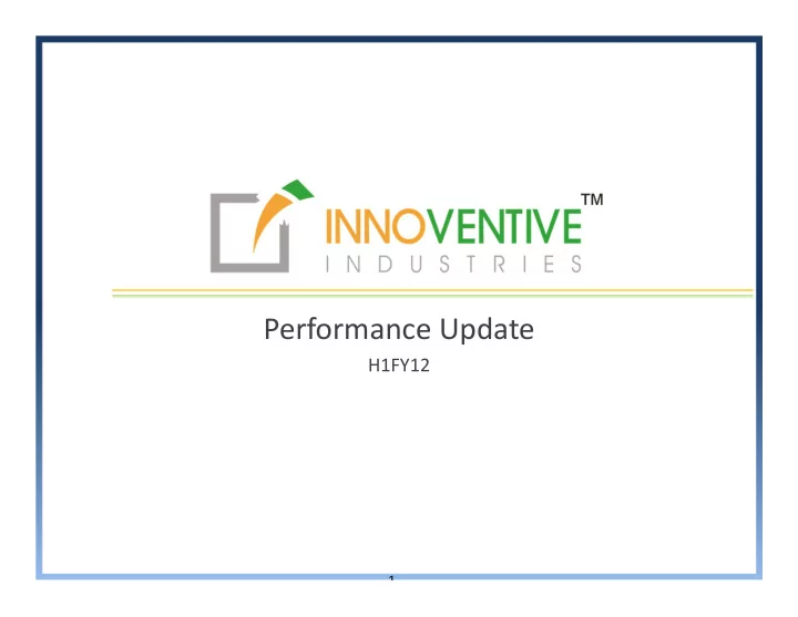 performance update