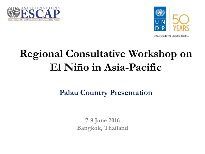 regional consultative workshop on el ni o in asia pacific