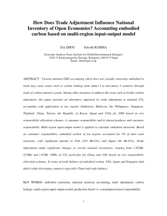 How Does Trade Adjustment Influence National  Inventory of Open Economies? Accounting embodied