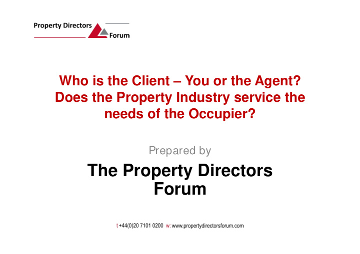 the property directors forum agenda