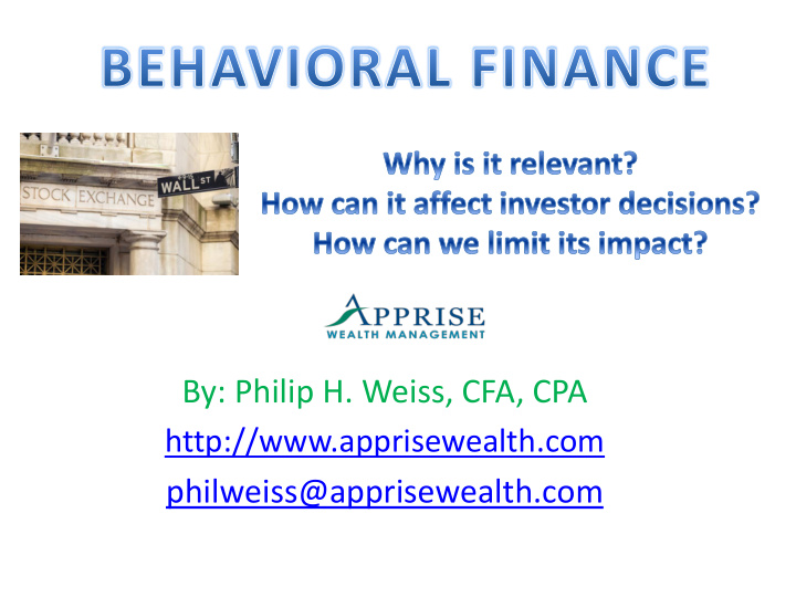 by philip h weiss cfa cpa