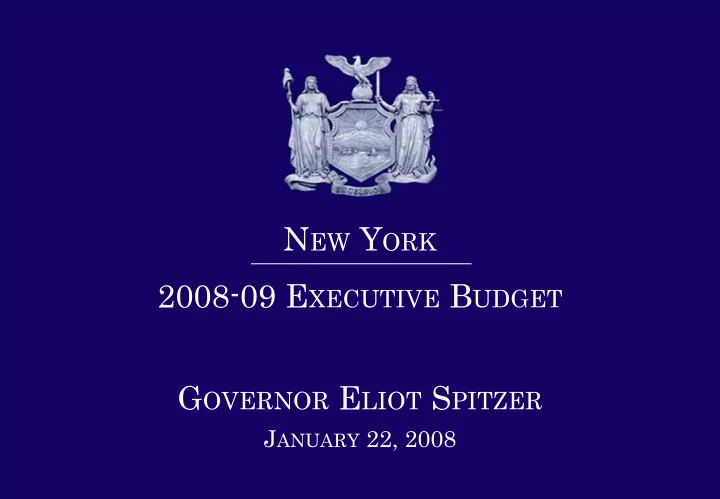 the 2 0 0 8 0 9 executive budget