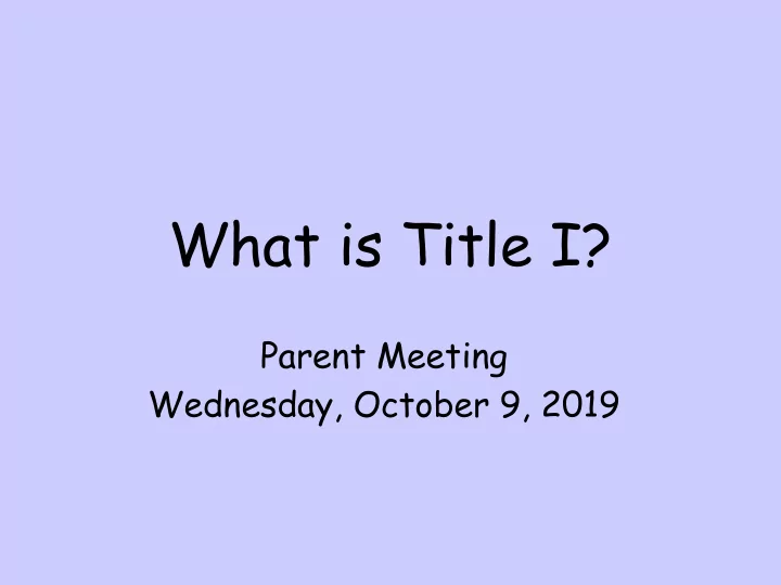 what is title i