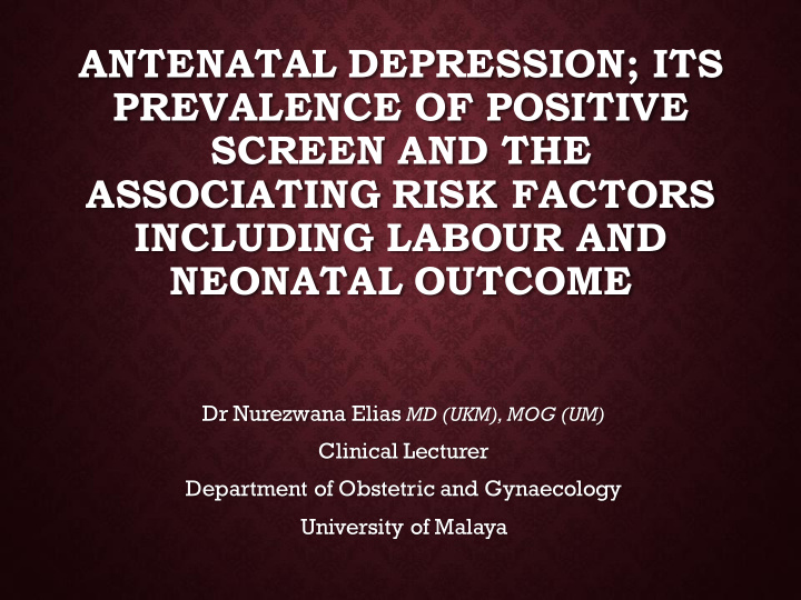 antenatal depression its prevalence of positive screen