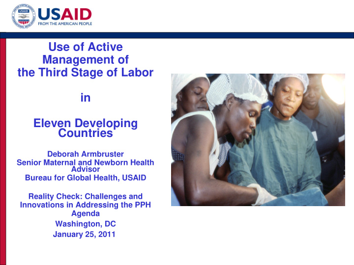 use of active management of the third stage of labor in
