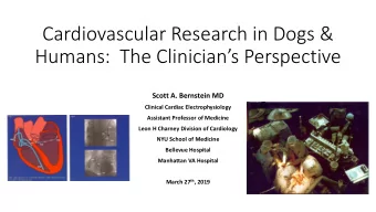 Cardiovascular Research in Dogs &amp; Humans :  The Clinicians Perspective  Scott A. Bernstein
