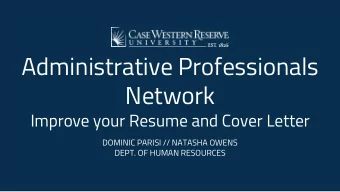 Administrative Professionals  Network  Improve your Resume and Cover Letter  DOMINIC PARISI //
