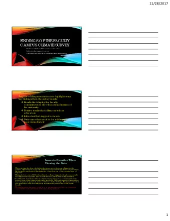 F  I  NDI  NGS OF  T  HE  F  ACUL  T  Y  CAMPUS CL  I  MAT  E  SURVE  Y  Po sitive  re sults tha t
