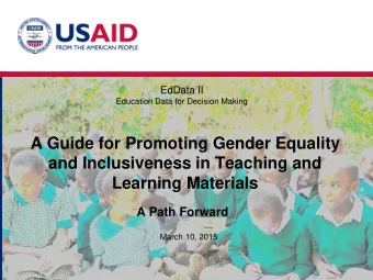 Learning Materials  A Path Forward  March 10, 2015  About the Presentation    This presentation