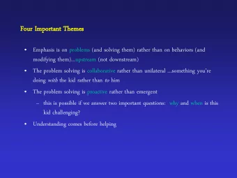 Four  r Impo  porta  rtant  nt The  hemes  mes  Emphasis is on problems (and solving them)