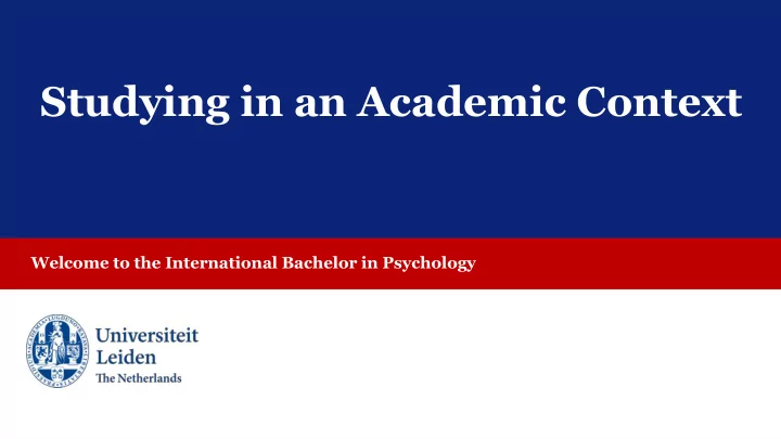 studying in an academic context