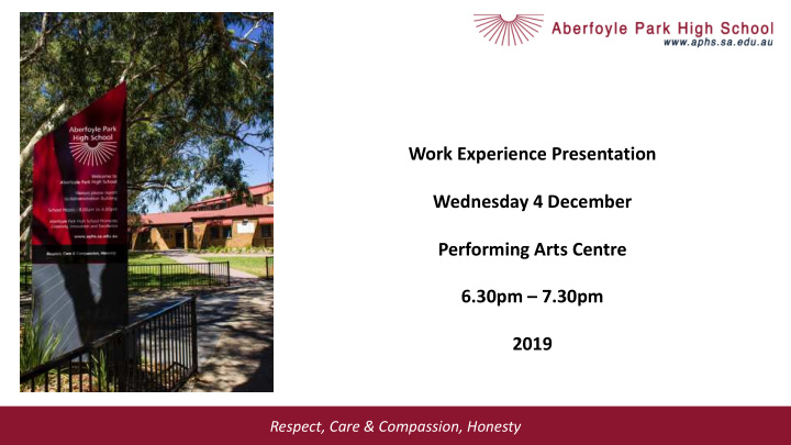 work experience presentation wednesday 4 december