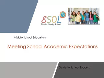 Meeting School Academic Expectations  Guide to School Success  What Are We Learning Today? 1. Tests