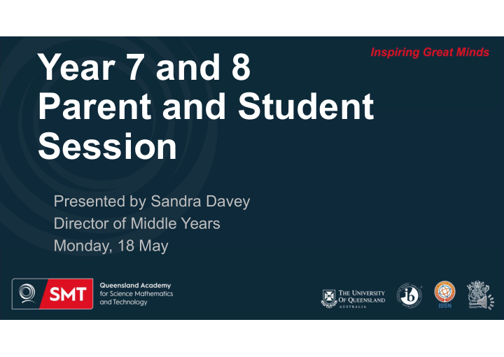 year 7 and 8 parent and student session