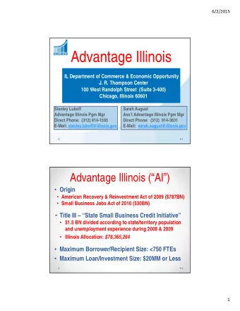 Advantage Illinois  IL Department of Commerce &amp; Economic Opportunity  J. R. Thompson Center
