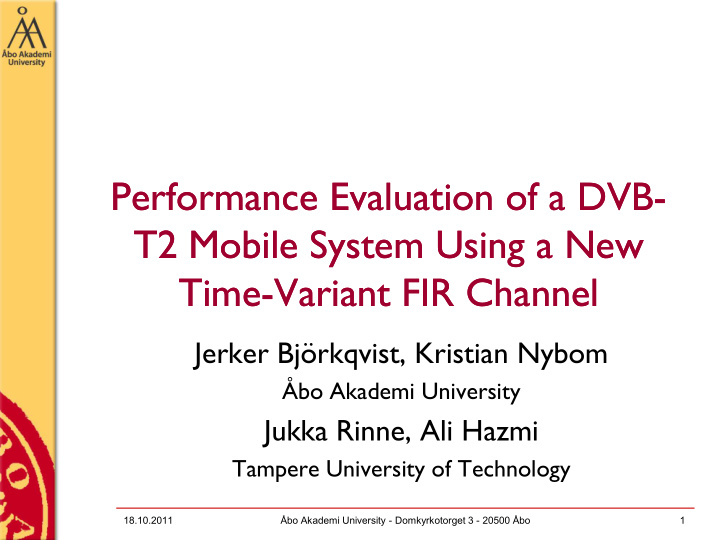 performance evaluation of a dvb performance evaluation of