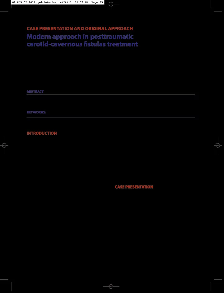 modern approach in posttraumatic carotid cavernous