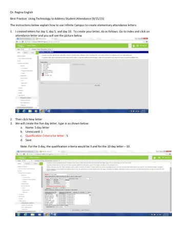 Dr. Regina English  Best Practice: Using Technology to Address Student Attendance (9/15/15)  The
