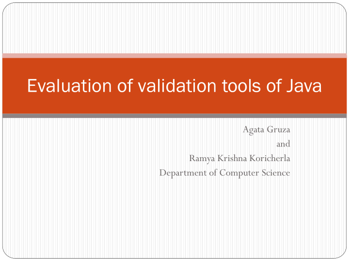 evaluation of validation tools of java