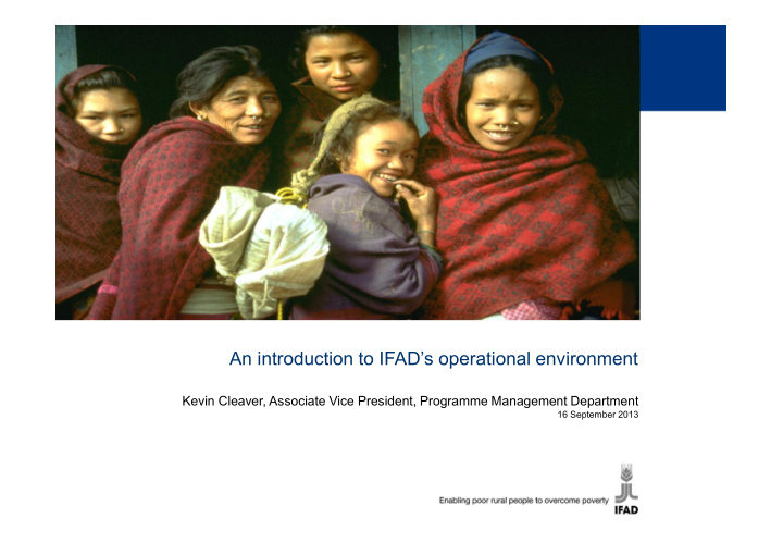 an introduction to ifad s operational environment