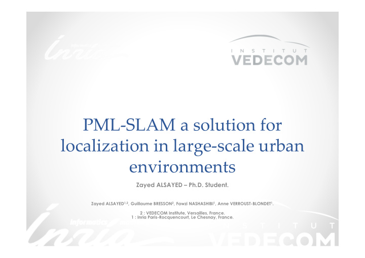pml slam a solution for localization in large scale urban