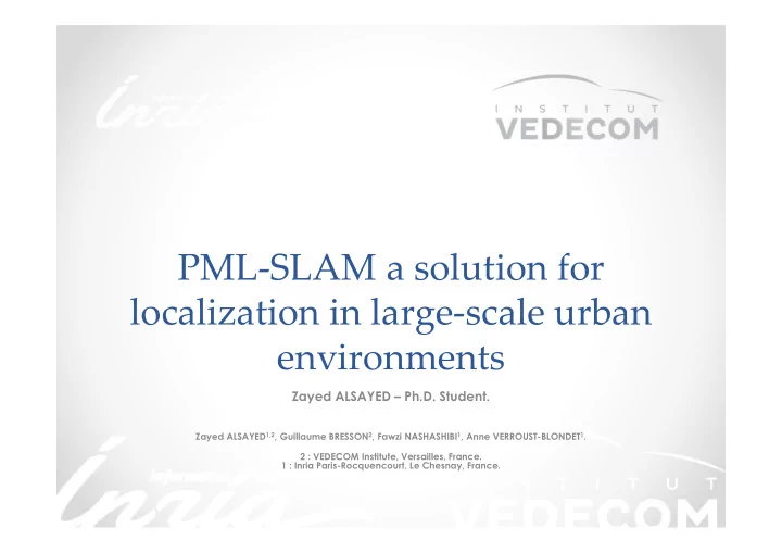 pml slam a solution for localization in large scale urban
