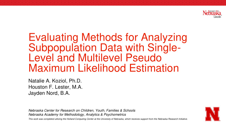 subpopulation data with single