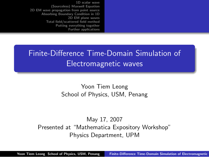 finite difference time domain simulation of