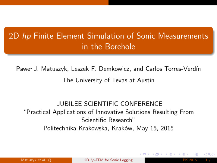 2d hp finite element simulation of sonic measurements in
