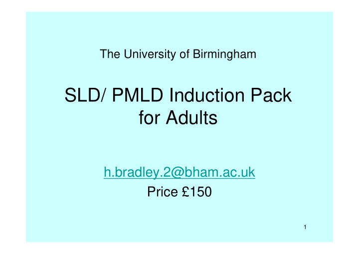 sld pmld induction pack for adults