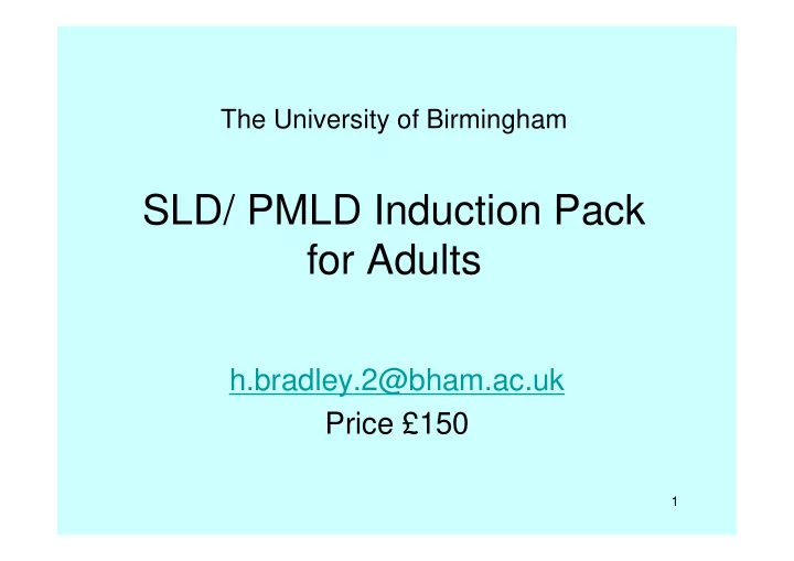 sld pmld induction pack for adults