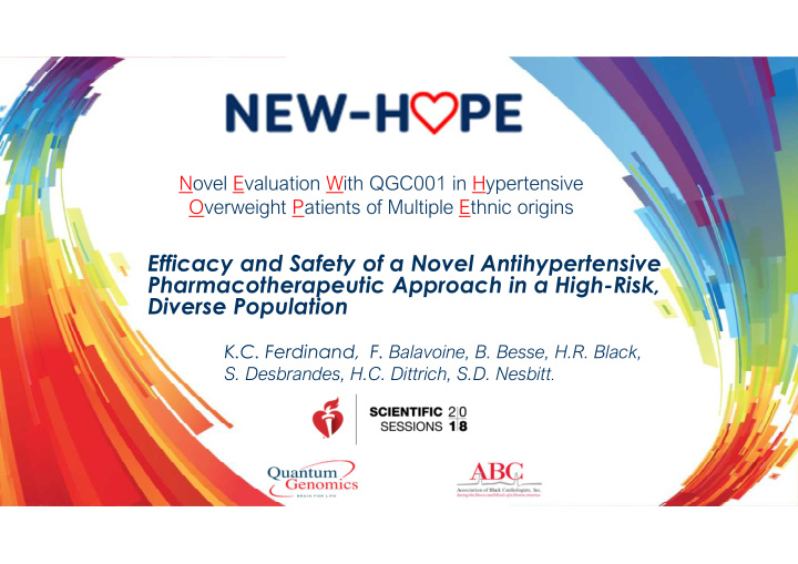 efficacy and safety of a novel antihypertensive