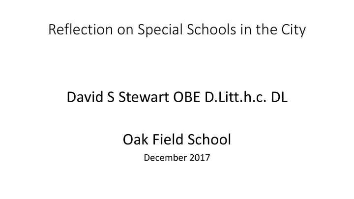 reflection on special schools in the city