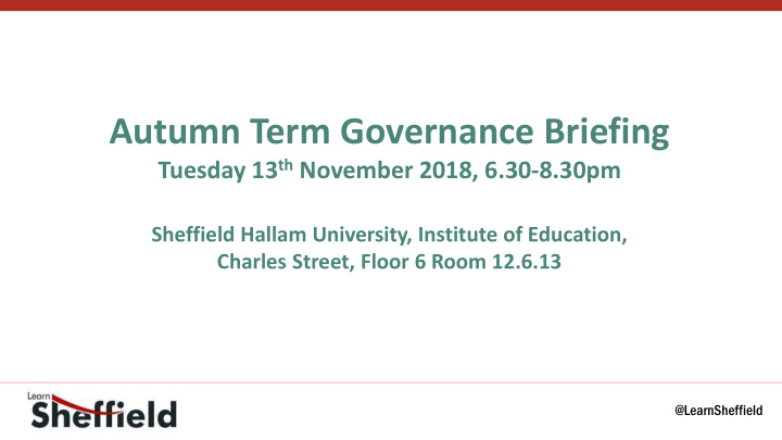 autumn term governance briefing