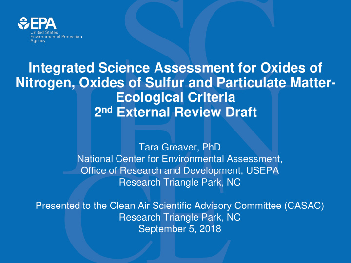 integrated science assessment for oxides of nitrogen