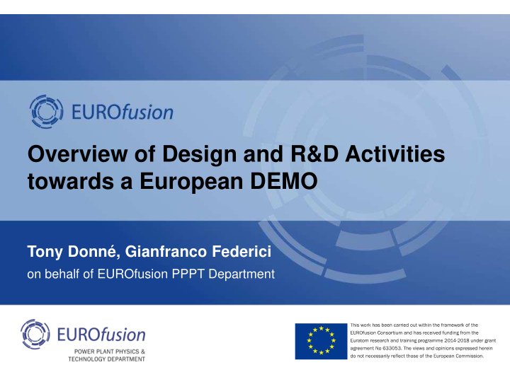 overview of design and r d activities towards a european