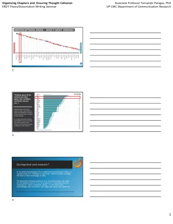 1  Organizing Chapters and Ensuring Thought Cohesion  Associate Professor Fernando Paragas, PhD