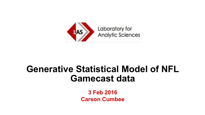 generative statistical model of nfl gamecast data