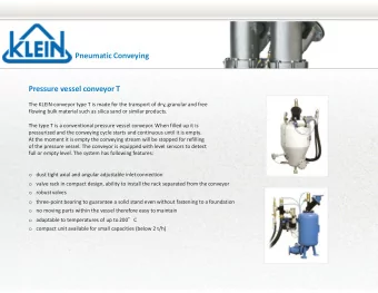 Pneumatic Conveying Pressure  vessel  conveyor T The  KLEIN  conveyor  type  T