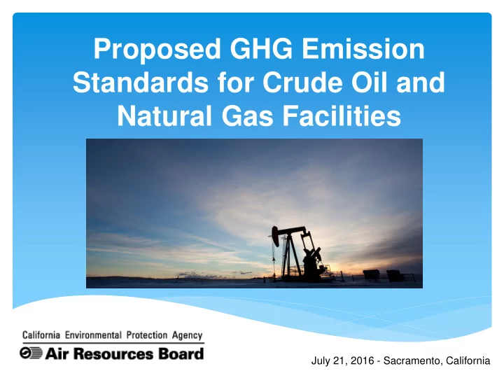 proposed ghg emission standards for crude oil and natural