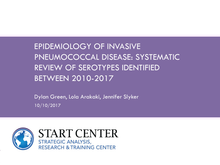 epidemiology of invasive pneumococcal disease systematic