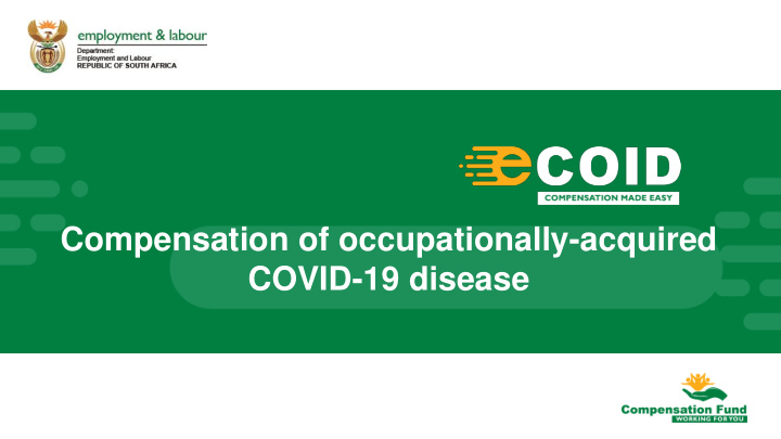 compensation of occupationally acquired covid 19 disease