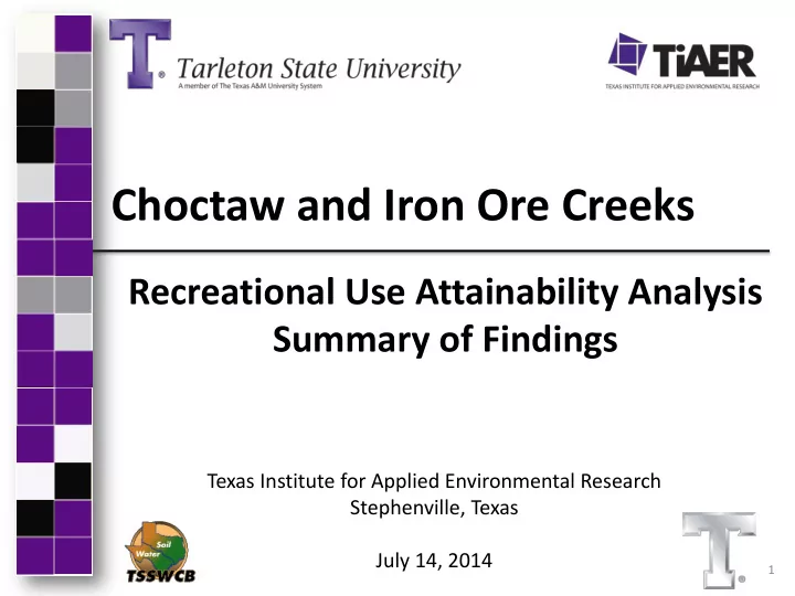 recreational use attainability analysis summary of