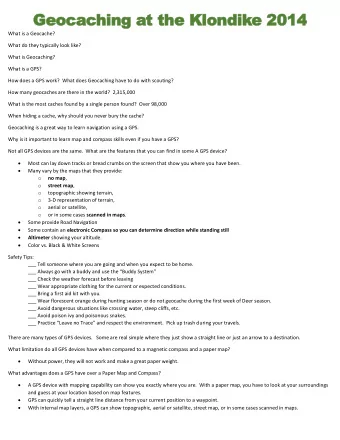 Geocaching at the Klondike 2014  What is a Geocache?  What do they typically look like?  What is